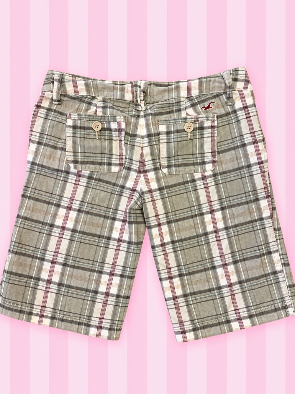 Hollister Plaid Bermuda Shorts Y2K Preppy Low Rise Size 0